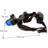 Фонарь светодиодный аккумуляторный налобный Чёрный + Синий, 4Вт 3 LED, фокус, 2 аккумулятора 3.7В, Металл, коробка E1334 ULTRAFLASH Фото 5
