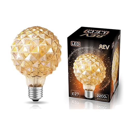 Лампа светодиодная шар филамент 5Вт, FG125, E27, 2200K, 220В "Кристалл" Vintage REV Ritter