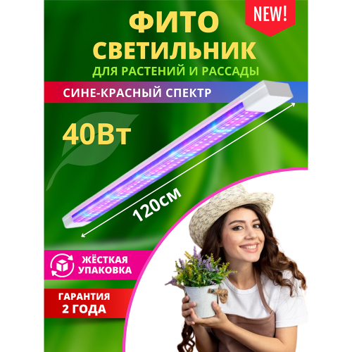 Светильник светодиодный СПБ-110-ФИТО сине-красный спектр 40Вт, 1200мм, IP40 IN HOME