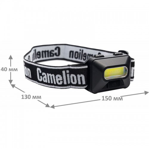 Фонарь светодиодный налобный Черный, 1Вт, 1COB LED , 3xR03, 3 режима, Пластик, блистер LED5384 Camelion