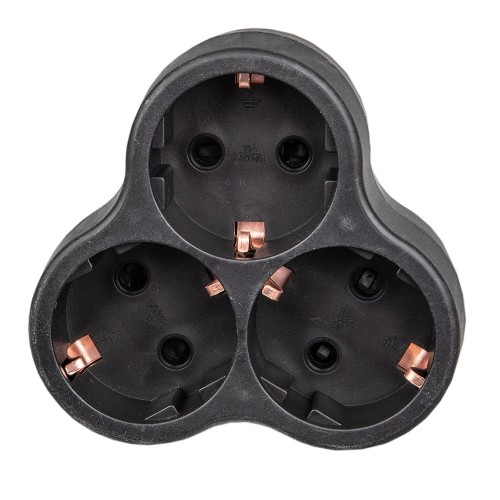 Разветвитель сетевой, с/з. 3 гнезда. 16А, 3500Вт, Черный. S-GES3-16F BLACK Uniel