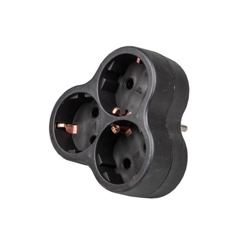 Разветвитель сетевой, с/з. 3 гнезда. 16А, 3500Вт, Черный. S-GES3-16F BLACK Uniel