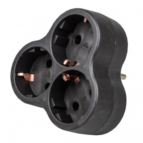S-GES3-16F BLACK Разветвитель сетевой, с/з. 3 гнезда. 16А, 3500Вт. Черный. ТМ Uniel