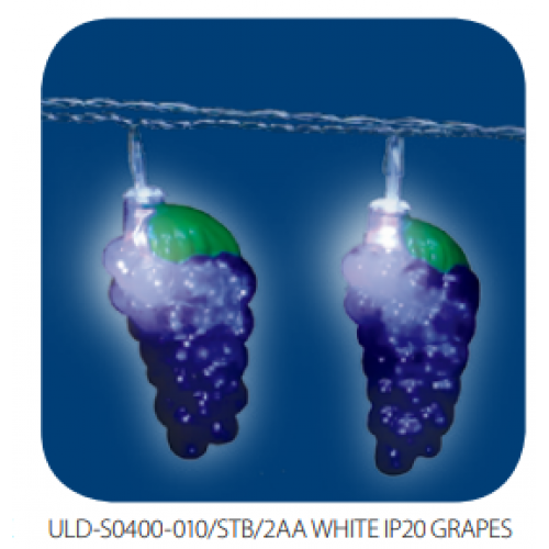 Гирлянда светодиодная на батарейках "Виноград", 10 светодиодов, 4 метра, Белый цвет, IP20 ULD-S0400-010/STB/2AA White Grapes Uniel Фото №1
