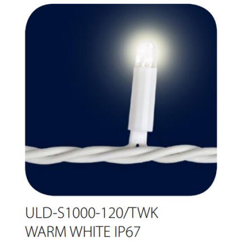 Гирлянда светодиодная с эффектом мерцания, 120 светодиодов, 10 метров, Теплый Белый цвет IP67 соединяемая ULD-S1000-120/TWK WarmWhite Uniel