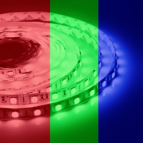 Лента светодиодная 12В, 7.2Вт/м, 5050 30 светодиодов/метр, RGB, IP20, ширина 10мм, длина 5 метров OGM