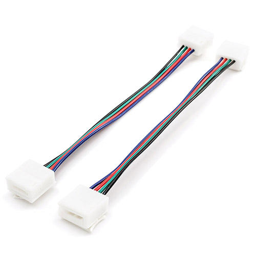 Комплект коннекторов для светодиодной RGB ленты 12В, 10мм, IP65 (2 клипсы с проводами)