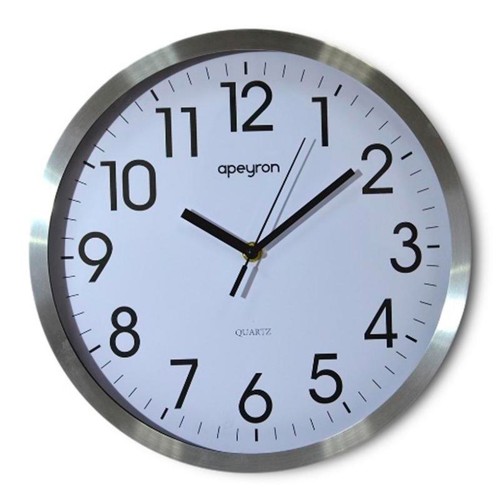 Часы настенные, круглые, цвет серебристый, пластик, Ø30см, ML7120 Apeyron