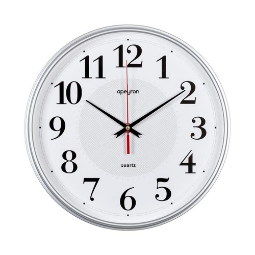 Часы настенные, круглые, цвет корпуса серебристый, пластик, Ø29см, PL200907 Apeyron