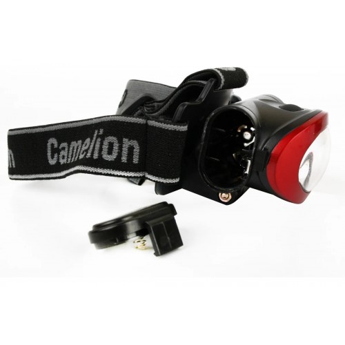 Фонарь светодиодный налобный Чёрный + Красный, 3Вт COB, 3xR03 в комплекте, 4 режима, Пластик, блистер LED5382 Camelion Фото №6