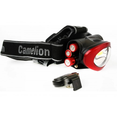 Фонарь светодиодный налобный Чёрный + Красный, 3Вт COB, 3xR03 в комплекте, 4 режима, Пластик, блистер LED5382 Camelion Фото №7