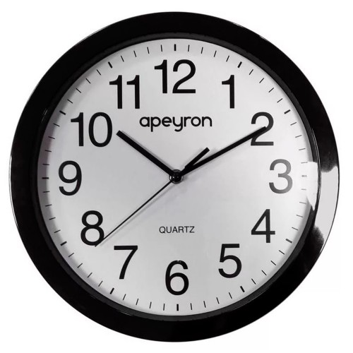 Часы настенные, круглые, цвет черный, пластик, Ø30см, PL2890 Apeyron