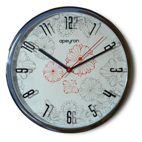 Часы настенные, круглые, цвет серебристый, пластик, Ø30см, PL9634 Apeyron