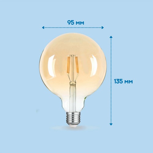 Лампа светодиодная шар филамент 9Вт, GL-95, E27, 3000K, Золотистый, 230В deco gold In Home