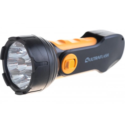 Фонарь светодиодный аккумуляторный Чёрный + Жёлтый, 9 LED, 220В, SLA, складная вилка Пластик, коробка LED3816 ULTRAFLASH