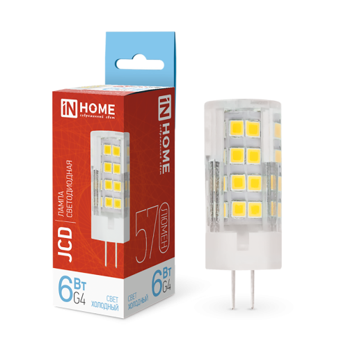 Лампа светодиодная 6Вт 230В G4 6500K 570Лм LED-JCD IN HOME Н Фото №1