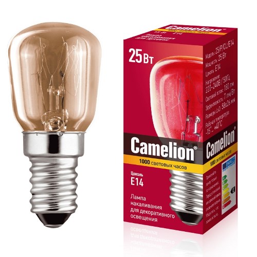 Лампа Накаливания прозрачная, 25Вт, E14, T26, Camelion