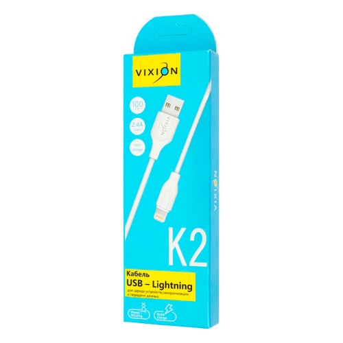 USB кабель для iPhone K2 lightning 2м белый VIXION