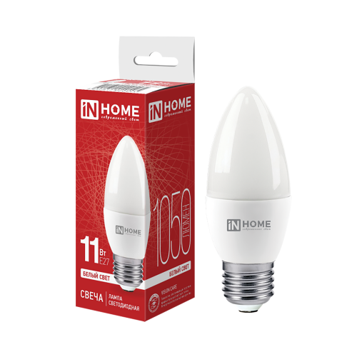 Лампа светодиодная LED-СВЕЧА-VC 11Вт 230В Е27 4000К 1050Лм IN HOME Фото №1
