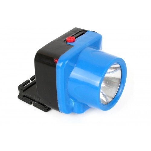 Фонарь светодиодный аккумуляторный налобный Голубой, 1Вт LED, 220В, 2 режима, Пластик, коробка LED5375 ULTRAFLASH