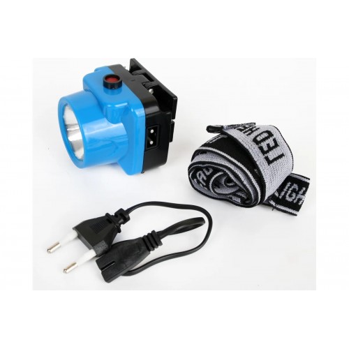 Фонарь светодиодный аккумуляторный налобный Голубой, 0.4Вт LED, 220В, 1 режим, Пластик, коробка LED5374 ULTRAFLASH