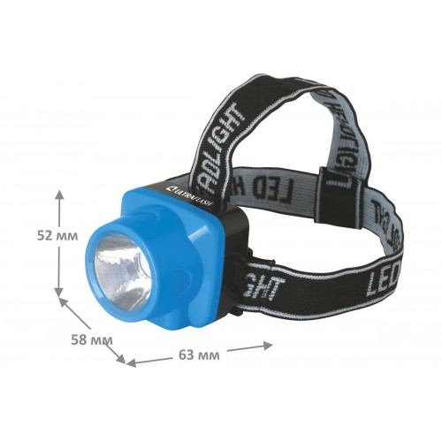 Фонарь светодиодный аккумуляторный налобный Голубой, 0.4Вт LED, 220В, 1 режим, Пластик, коробка LED5374 ULTRAFLASH