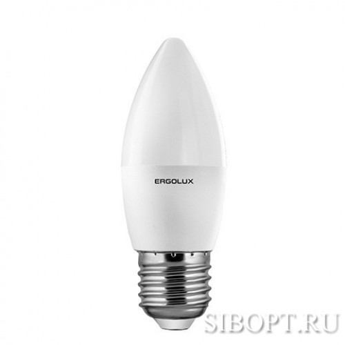 Лампа светодиодная свеча 7Вт, C35, E27, 6500K, 220В ERGOLUX Фото №2