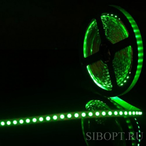 Лента светодиодная 12В, 9.6Вт/м, 3528 120 светодиодов/метр, Зелёный, IP20, ширина 8мм, длина 5 метров SWG Фото №2