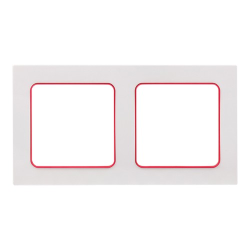 Рамка двухместная горизонтальная Белая с красной линией "Стокгольм" PROxima EKF