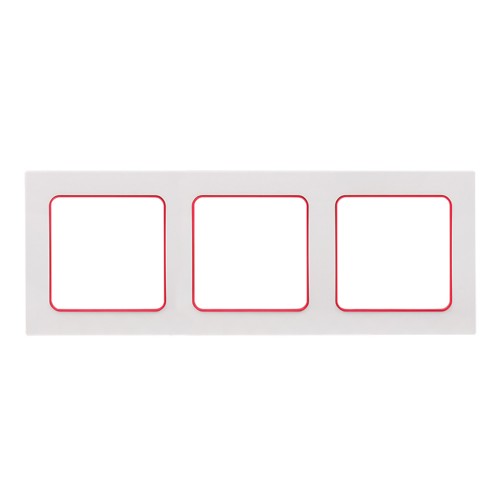 Рамка трехместная горизонтальная Белая с красной линией "Стокгольм" PROxima EKF