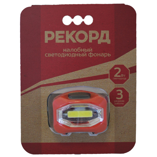 Фонарь светодиодный налобный Красный, 2Вт LED, 3xLR03 SH-350 РЕКОРД