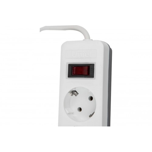 Фильтр сетевой 5 гнезда с заземлением, длина 3 метра, 10А, 2500Вт, 2xUSB+1TYPE C, S-GSR5-3 U2C1 WHITE/GREY Uniel