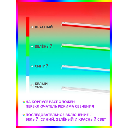 Светильник светодиодный СПБ-Т5-RGBW 7Вт 230B red-green-blue-4000K 580мм IN HOME