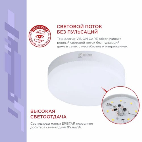 Лампа светодиодная 15Вт, GX53-VC, 4000K, GX53, 230В, 10PACK IN HOME