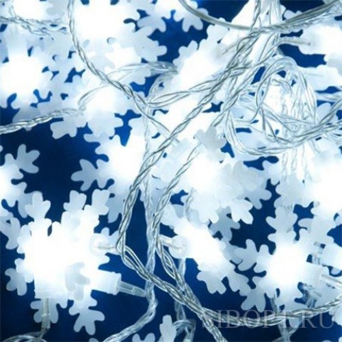 Гирлянда светодиодная с контроллером "Снежинки-2", 50 светодиодов, 7 метров, Белый цвет, IP20 ULD-S0700-050/DTA White Snowflakes-2 Uniel Фото №1