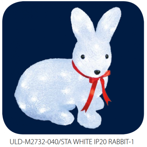 Фигурка светодиодная "Зайчик" 40 светодиодов, 27x15x32см, Белый цвет, IP20 ULD-M2732-040/STA White Rabbit Uniel
