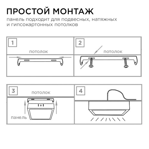Панель светодиодная накладная, квадратная, 20Вт, 4500K, 1600Лм, 170x170мм, алюминиевый корпус APEYRON