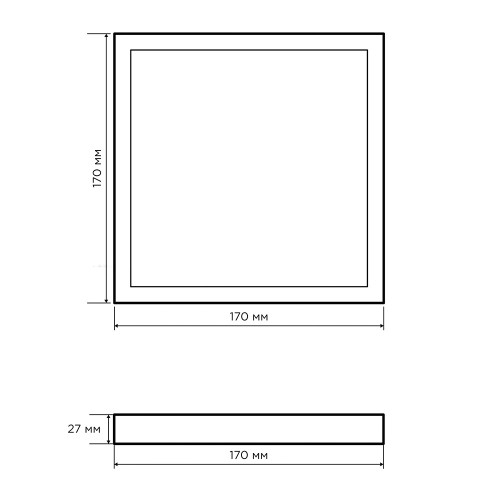 Панель светодиодная накладная, квадратная, 20Вт, 4500K, 1600Лм, 170x170мм, алюминиевый корпус APEYRON