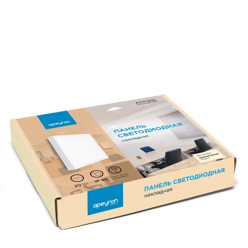 Панель светодиодная накладная, квадратная, 20Вт, 4500K, 1600Лм, 170x170мм, алюминиевый корпус APEYRON