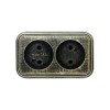 Розетка двухместная без заземления, 10А, открытой проводки, Бронза патина Palazzo Vintage DUWI