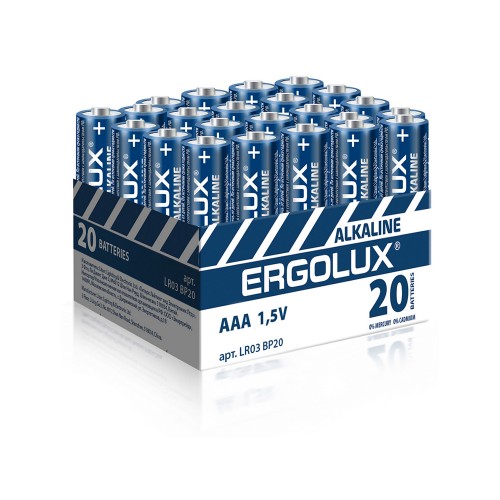 Батарейка щелочная LR03 BP-20 (ПРОМО) Alkaline ERGOLUX