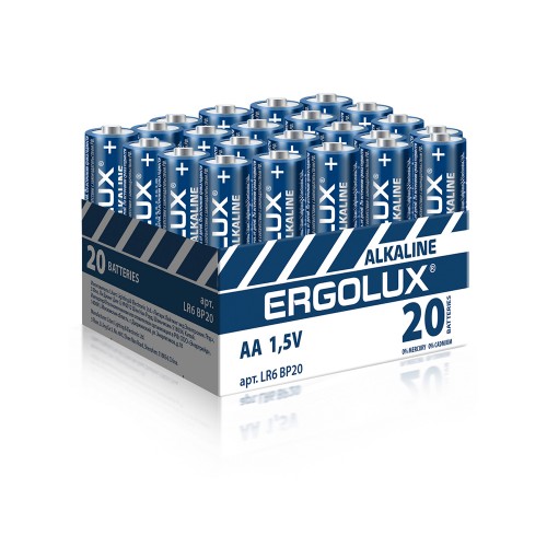 Батарейка щелочная LR06 BP-20 (ПРОМО) Alkaline ERGOLUX Фото №1
