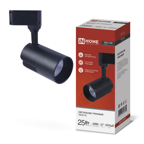 Светильник светодиодный трековый 25Вт 4000К 2500Лм IP40 24 градуса черный TR-07-TL IN HOME
