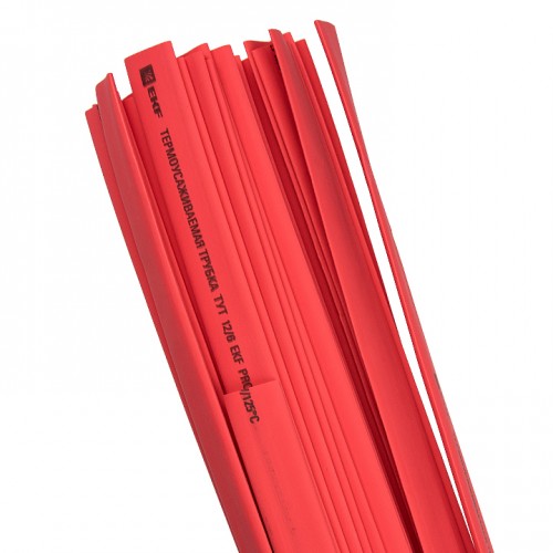 Трубка термоусаживаемая ТУТ 14/7мм Красная, в отрезках длиной 1 метр PROxima EKF