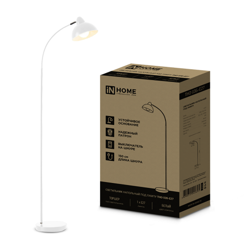 Светильник напольный торшер 60Вт, 230В, E27, Белый ТНО 03Б IN HOME