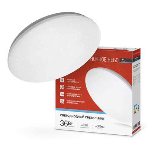 Светильник настенно-потолочный светодиодный 36Вт, 6500K, 380x55мм, IP20 "НОЧНОЕ НЕБО" IN HOME