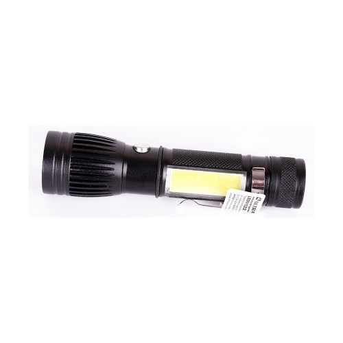 Фонарь светодиодный Чёрный, 2 LED Т6-COB, 4 режима, аккум., USB, Алюминий 51522 UltraFlash