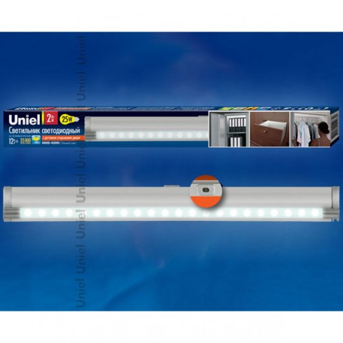 Светильник линейный светодиодный с датчиком открывания двери, 2Вт, 4000K, IP20, Серебристый ULE-F02-2W/NW/OS IP20 SILVER Uniel