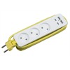 Удлинитель бытовой 3 гнездо, без заземления, 10А, длина 1.8 метра, 2USB+2TYPE 3.1A TRAVEL S-CT3-1,8UC WHITE/GREEN Uniel