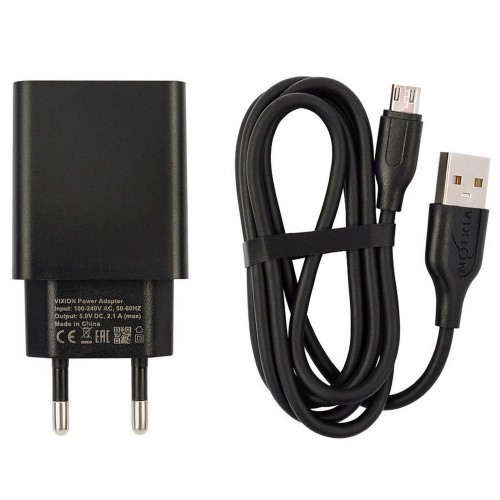 Сетевое зарядное устройство 2,1A, 2USB+microUSB черное L7m VIXION